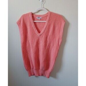 Messages Knit Sweater Vest V Neck Apricot Size M